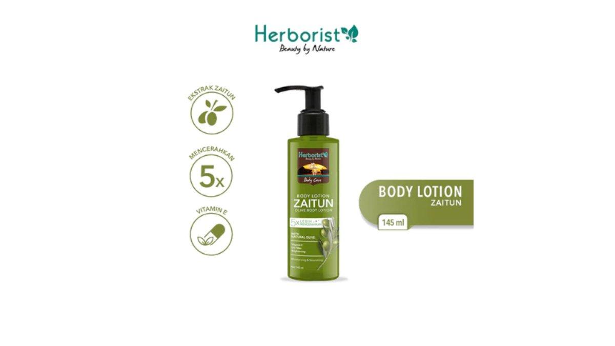 Ilustrasi Herborist Body Lotion yang mengusung kandungan utama minyak zaitun atau olive oil