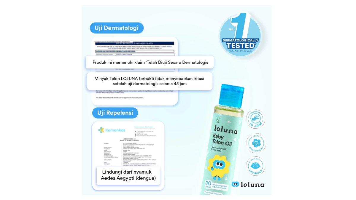 Ilustrasi Loluna Baby Minyak Telon Extra anti nyamuk 10 jam untuk penghangat tubuh bayi