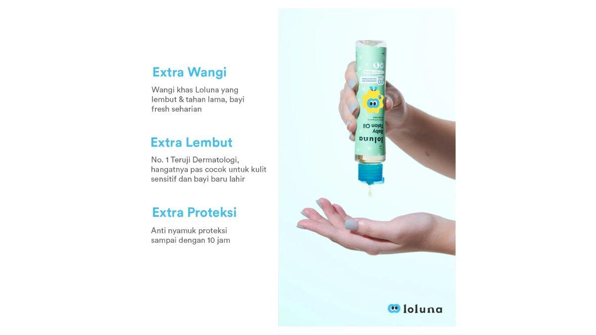 Ilustrasi Loluna Baby Minyak Telon Extra anti nyamuk 10 jam