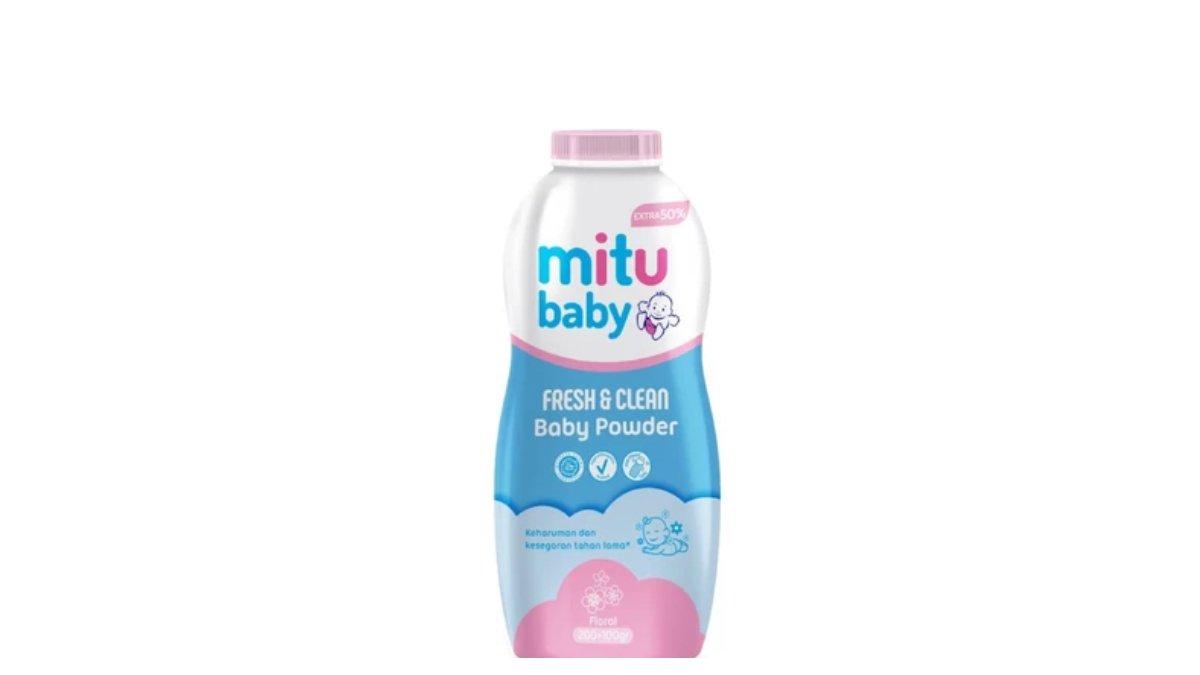 Ilustrasi Mitu Baby Powder Fresh & Clean Pink Floral 300 gr