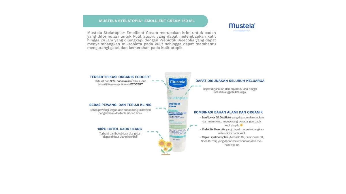 Ilustrasi Mustela Stelatopia+ Emollient Cream untuk bayi kulit atopic
