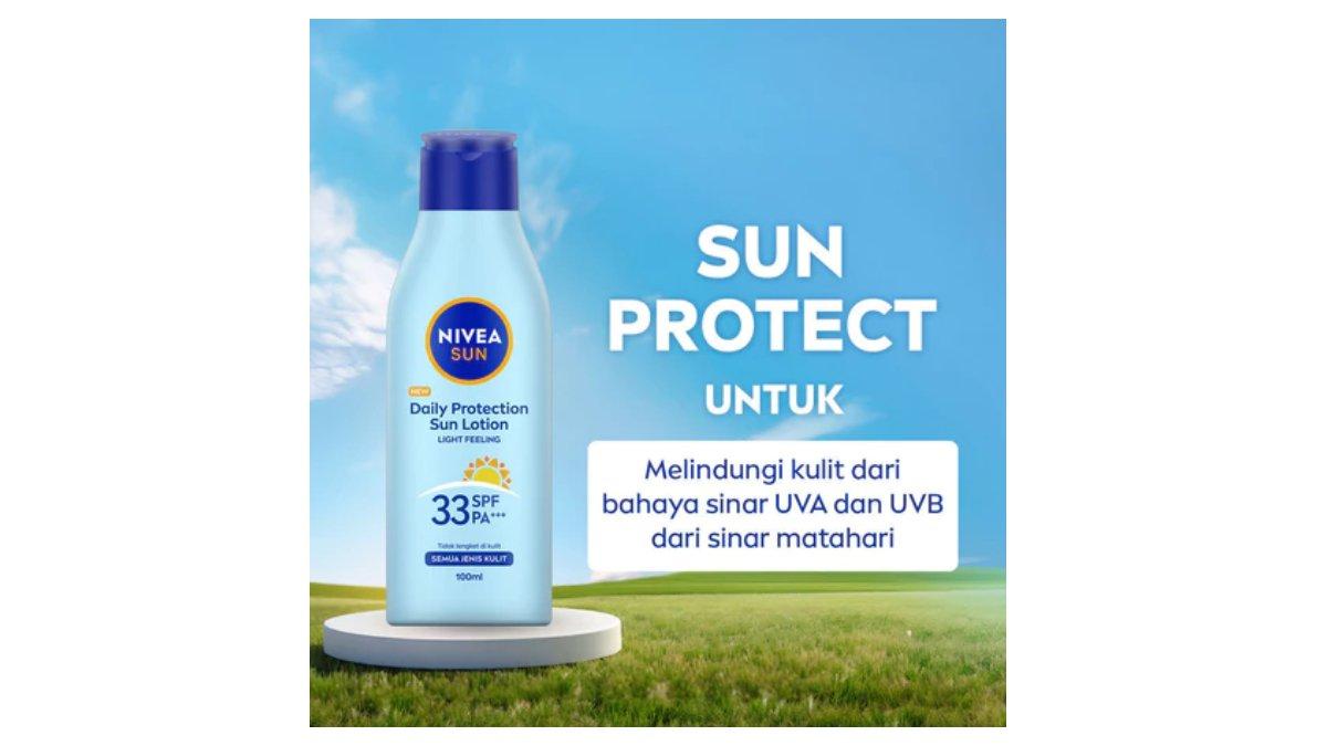Ilustrasi NIVEA Body Lotion Daily Protection Sun SPF33 untuk melindungi kulit dari sinar UVA dan UVB
