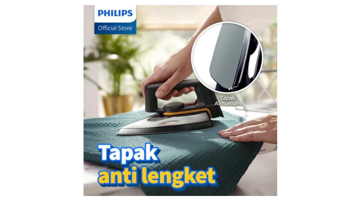 Ilustrasi Philips setrika kering classic HD1172/99 - hitam tapak anti lengket
