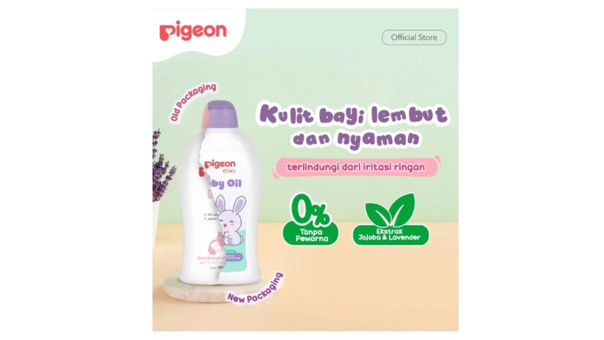 Ilustrasi Pigeon Baby Oil With Natural & Essensial Oil yang cocok untuk memijat bayi