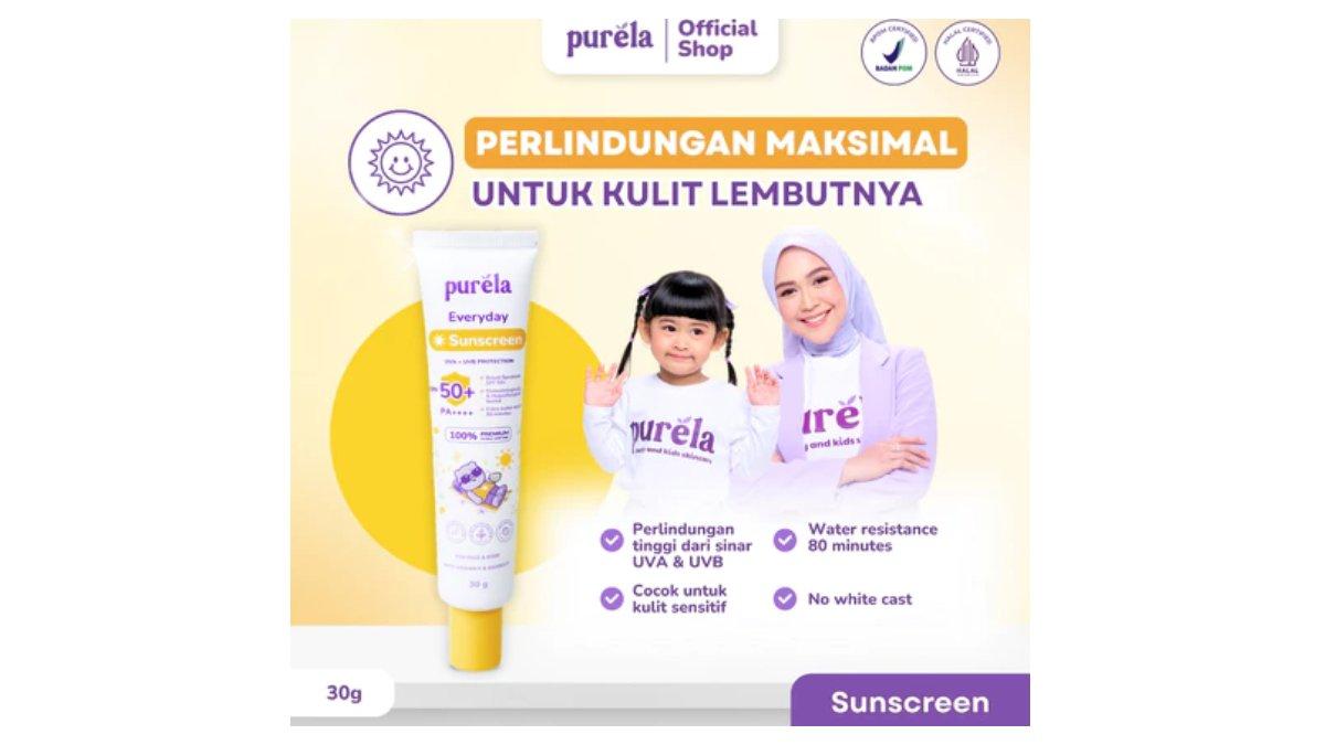 Ilustrasi produk Purela Baby Physical Sunscreen SPF 50, perlindungan maksimal untuk kulit lembut anak
