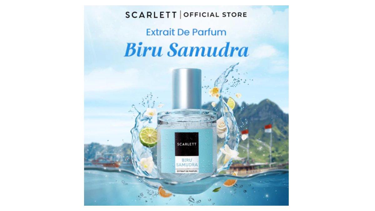 Ilustrasi Scarlett Whitening Extrait De Parfum Biru Samudra kemasan 30ml