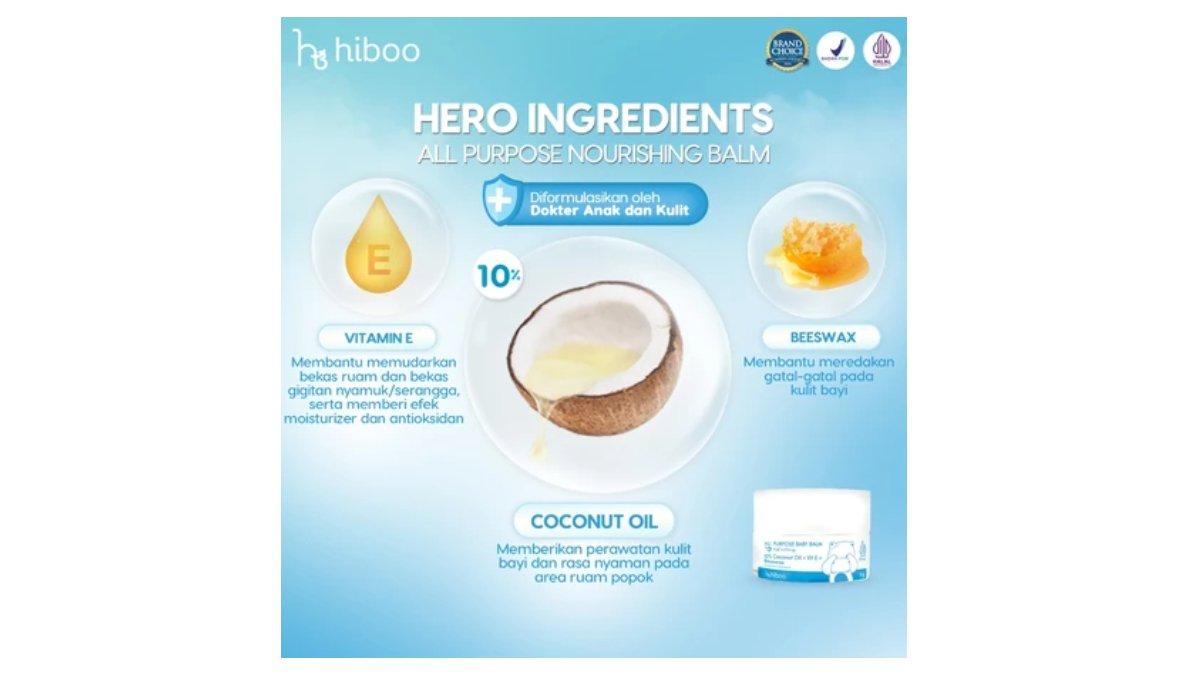 Ilustrasi bahan utama dari produk Hiboo All Purpose Baby Balm