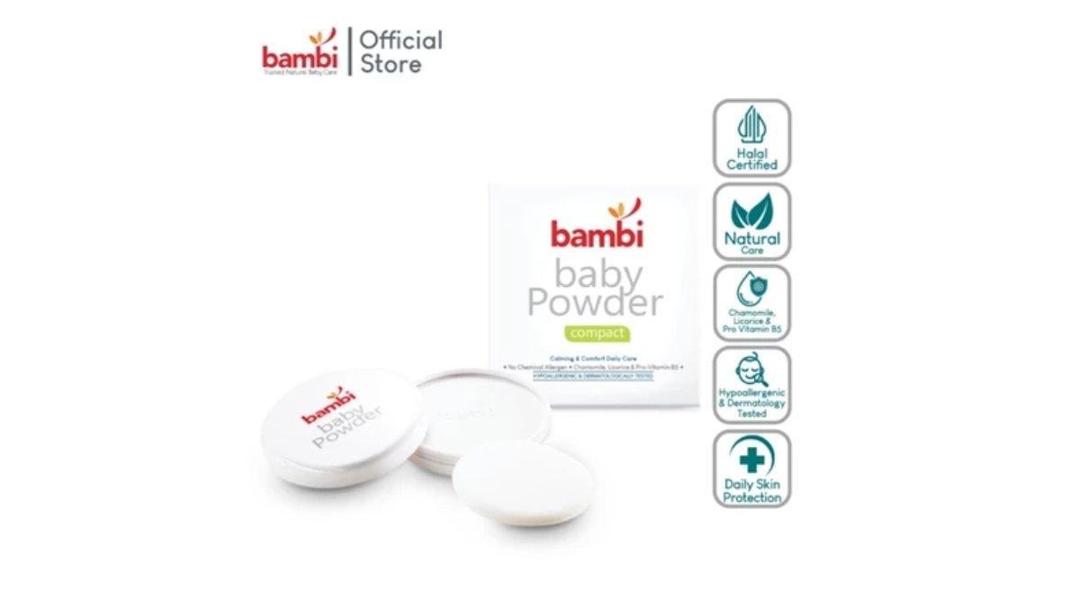 Ilustrasi bedak bayi Bambi Baby Compact Powder untuk bayi kulit normal dan sensitif