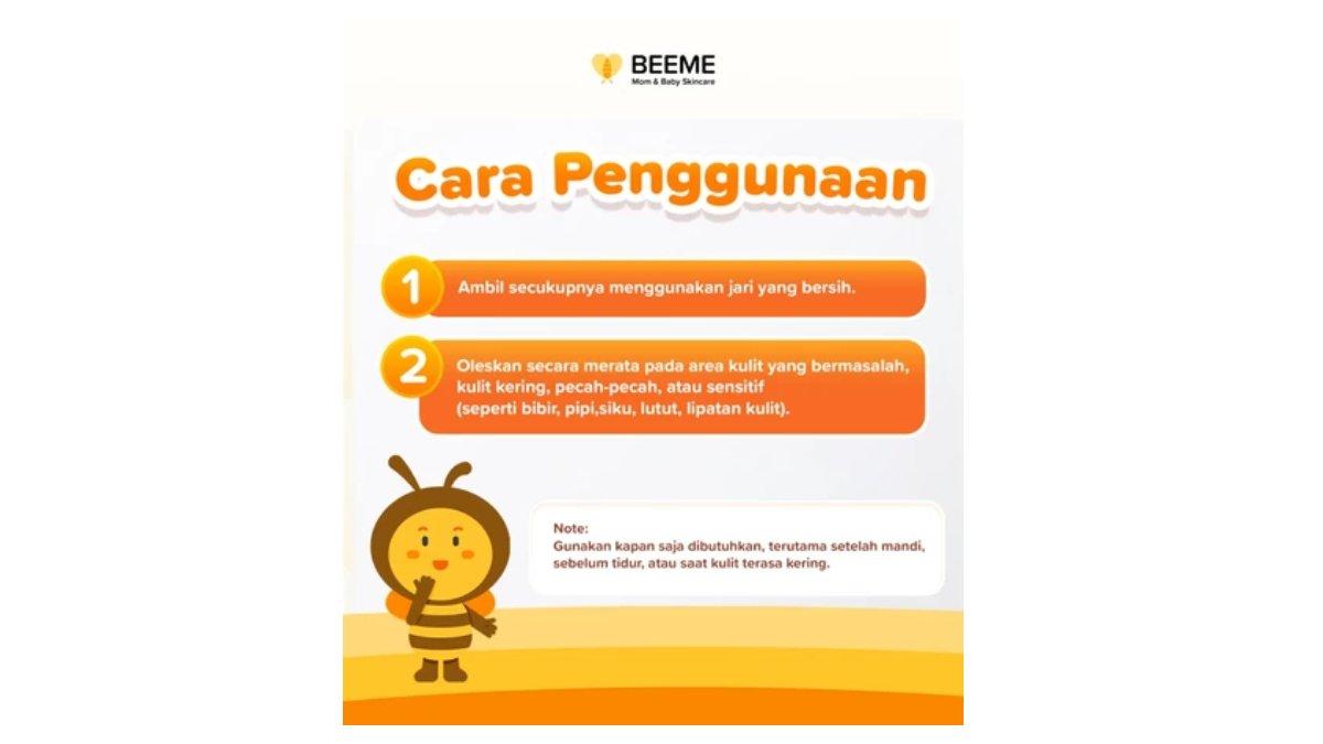 Ilustrasi cara pakai produk Beeme Nourishing Balm untuk kulit anak