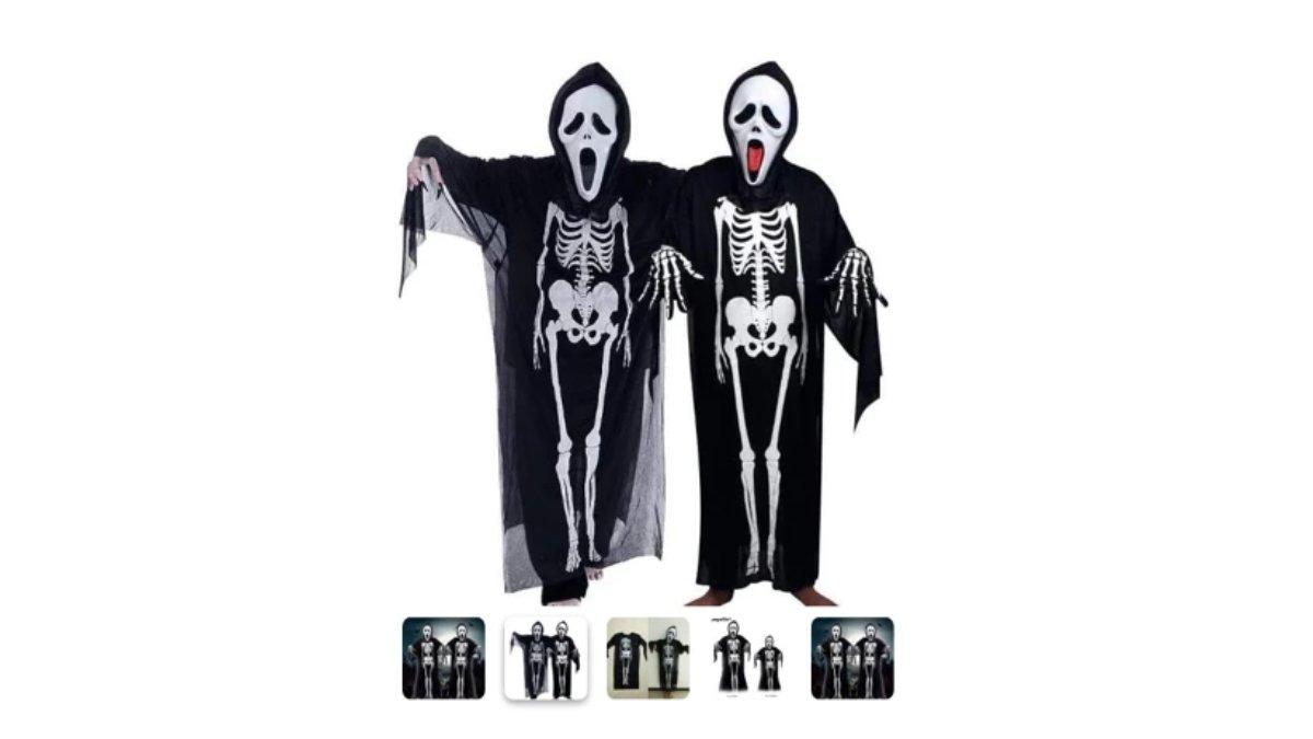 Ilustrasi inspirasi kostum untuk pesta Hallowen Skeleton Chic