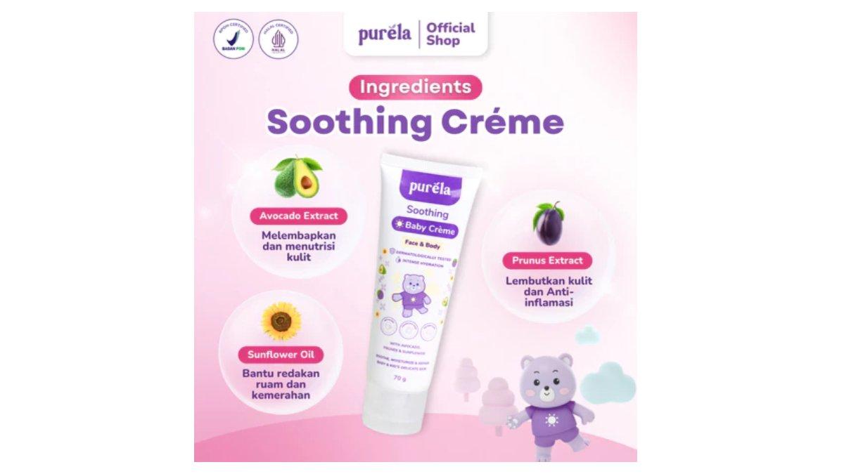 Ilustrasi kandungan utama Purela Soothing Baby Creme - krim untuk membantu mengurangi gatal