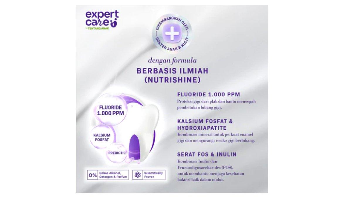 Ilustrasi kandungan utama pasta gigi bayi dan anak - Expert Care Nutrishine Toothpaste