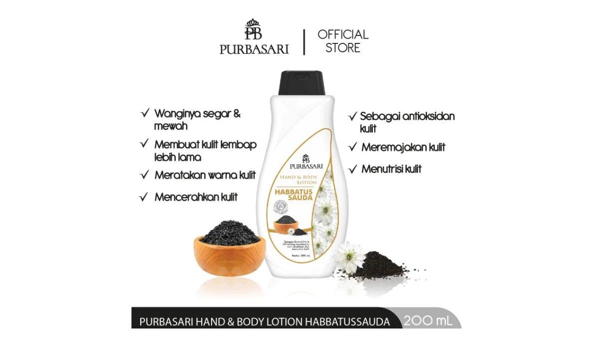 Ilustrasi kelebihan Hand and Body Lotion dengan kandungan Habbatussauda dan Extract Herb Whitening