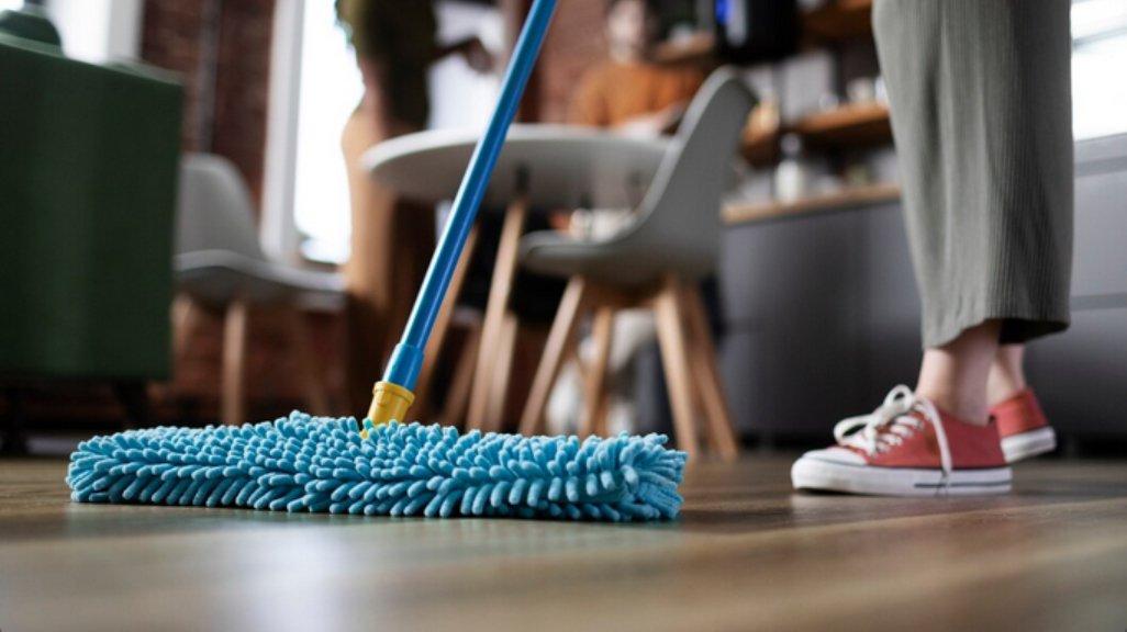 Ilustrasi mengepel lantai.