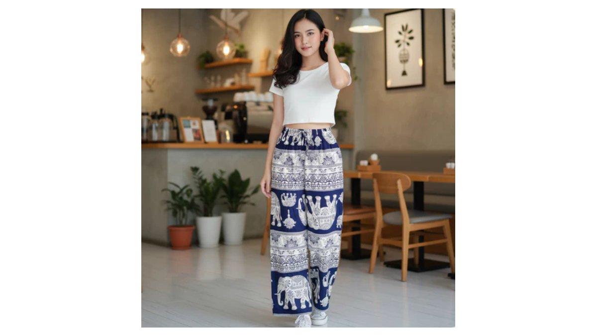 Ilustrasi mix and match celana gajah dengan gaya boho yang stylish