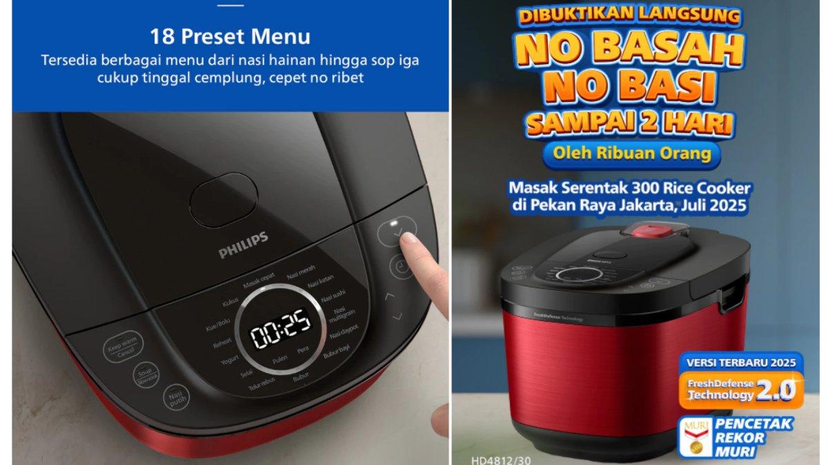 Ilustrasi penggunaan PHILIPS Digital Rice Cooker 1.8 L HD4812/30.