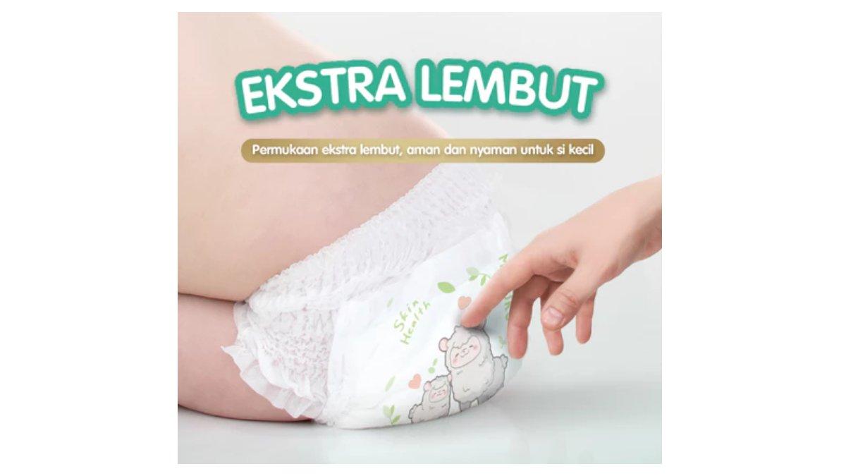 Ilustrasi popok bayi Makuku Skin Health yang ekstra lembut yang nyaman