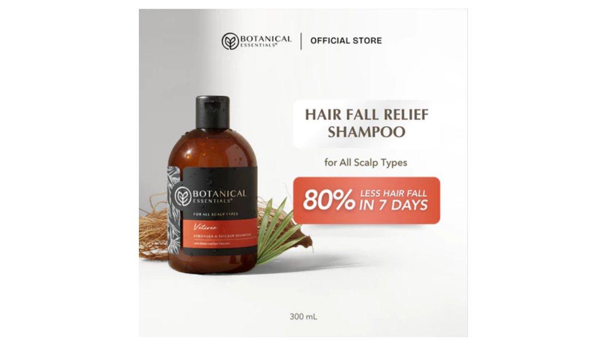 Ilustrasi rekomendasi Botanical Essentials - Hair Fall Relief Shampoo Vetiver 