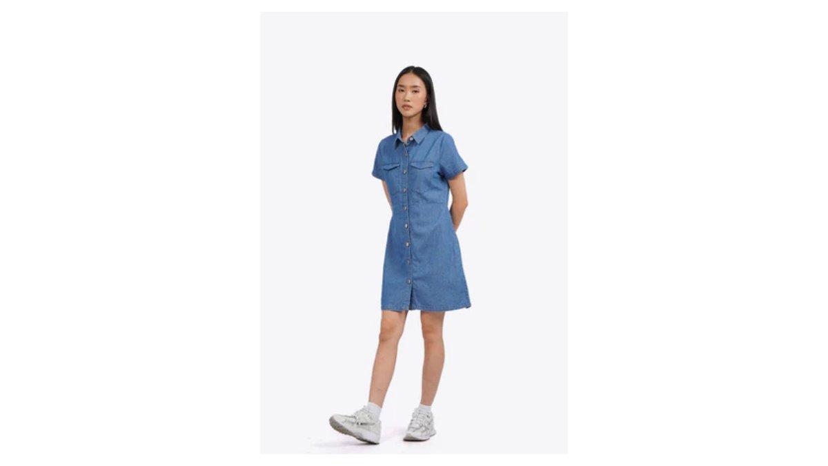 Ilustrasi rekomendasi Colorbox Short Sleeve Denim Mini Dress