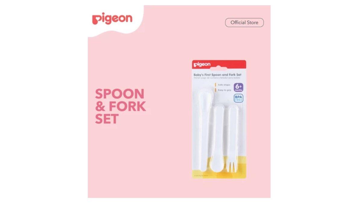 Ilustrasi rekomendasi sendok bayi Pigeon Spoon and Fork Set yang cocok untuk MPASI