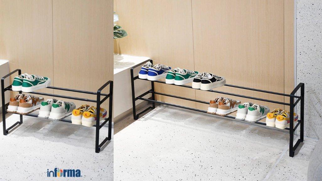 Informa Nash Rak Sepatu Extendable - Hitam Shoe Rack Organizer Sandal Sepatu Kabinet Alas Kaki Tempat Penyimpanan Sandal