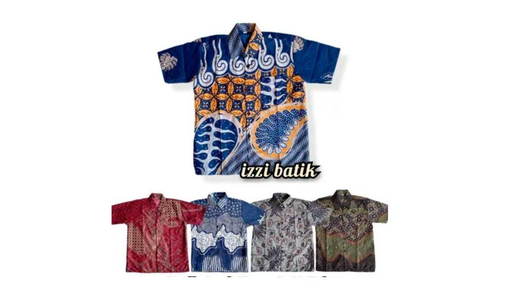 Izzi Batik - Batik Anak Laki Laki Premium Lengan Pendek Kemeja Sekolah Baju Terbaru Cowok TK SD SMP 2-15 Tahun