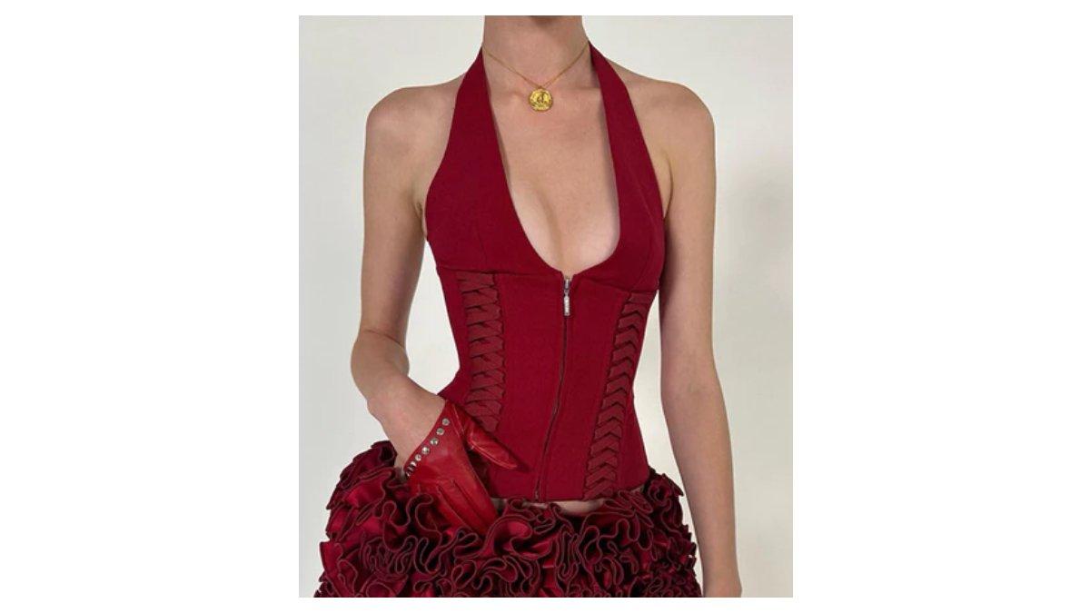 JENNIE RUBY RED CORSET TOP
