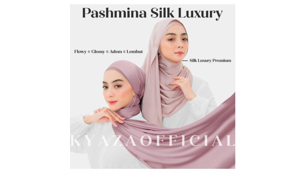 KYAZA - Pashmina Silk Luxury | Luxury Silk Shawl | Pashmina Satin Silk | Pashmina Silk Lembut KYZ1