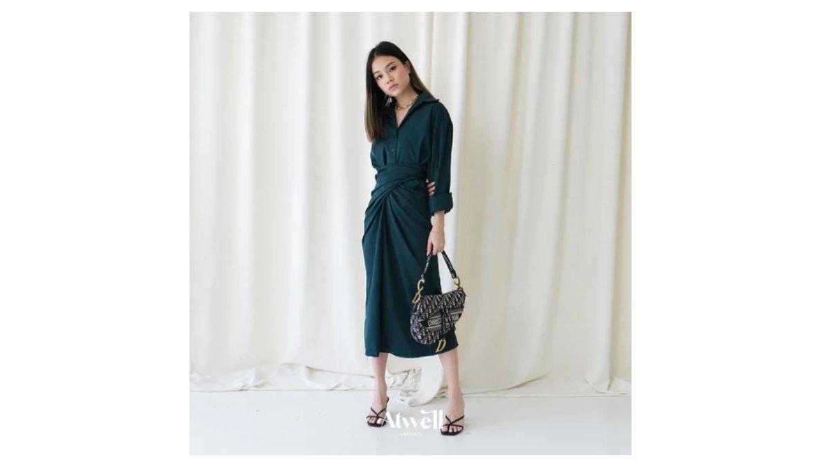 Katana Midi Wrap Dress Katun Polyester Korean