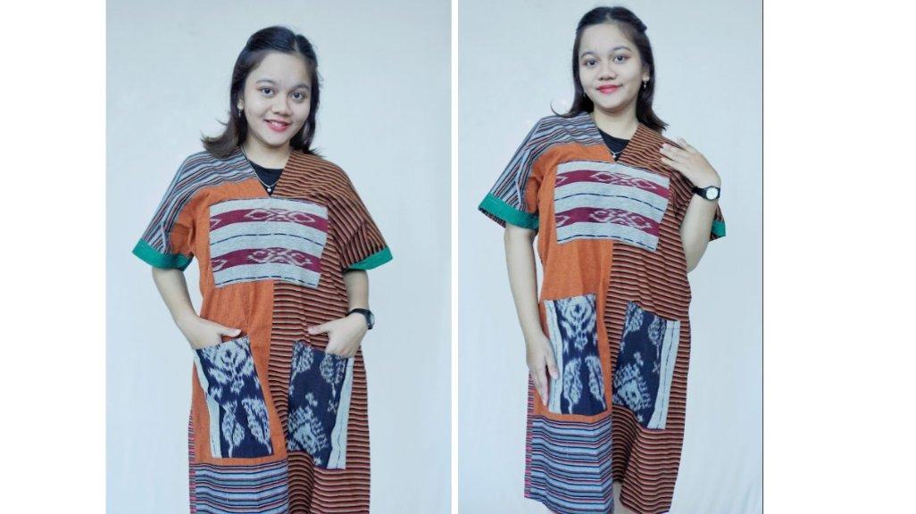 Dress Lavana Kantoran Bahan Lurik Tenun