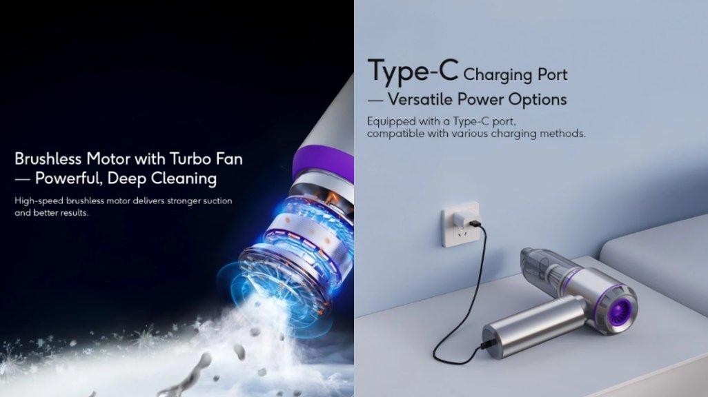 KiiP Vacuum Cleaner Portabel Tanpa Kabel Genggam 16000Pa 3 in 1 Penghisap Debu Mobil Wireless Kasur Penyedot Debu Vakum