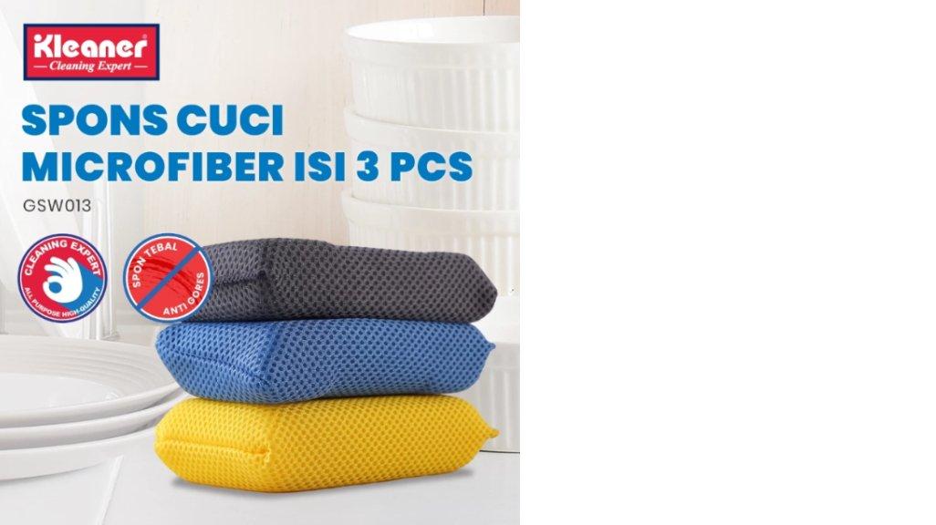 Kleaner Spons Sabut Jaring Microfiber Cuci Piring 3 Pcs Anti Gores Sponge Serbaguna