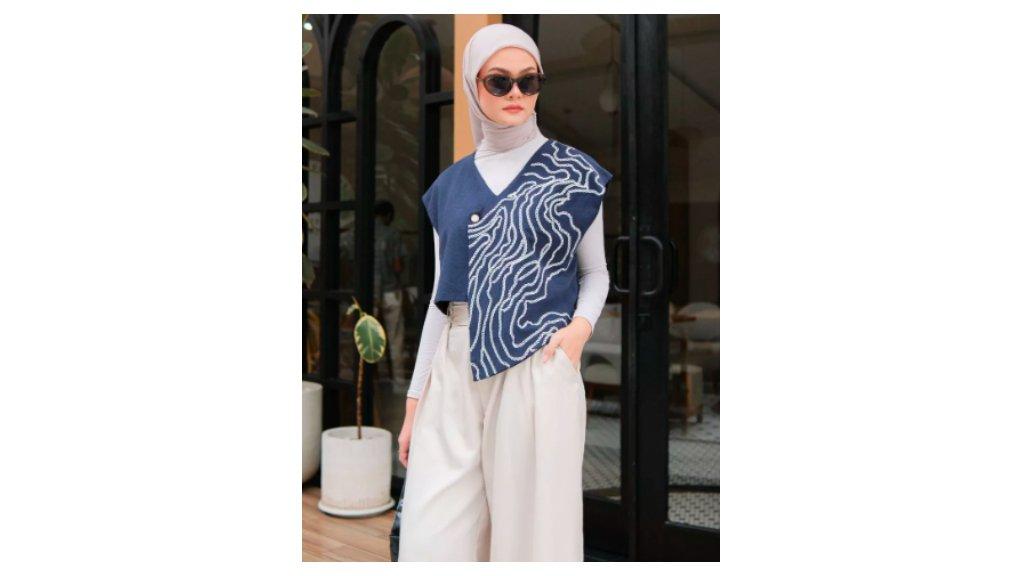LADYORA – Aqilla Vest Outer Bordir Rantai Katun Linen