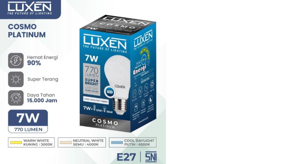 LUXEN BOLA LAMPU LED COSMO 7 Watt Cahaya Putih, Kuning dan Neutral White