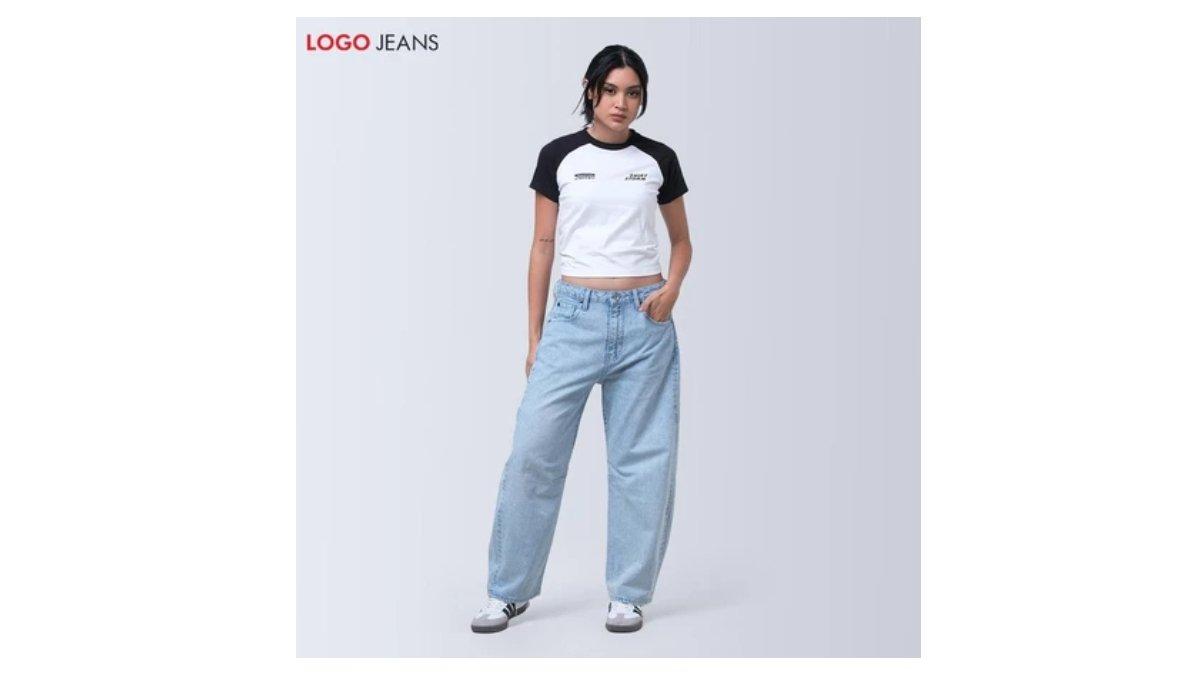 Logo Jeans Celana Jeans Wanita Barrel Sora Light Blue 43066L3LL