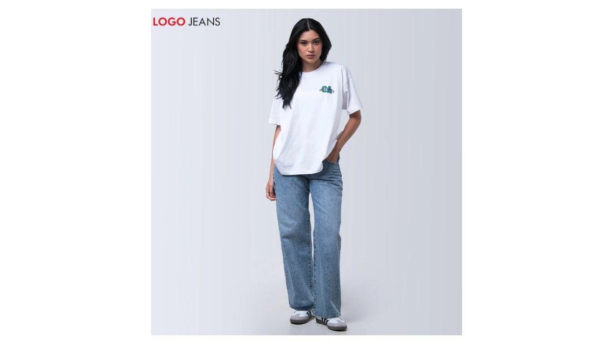 Logo Jeans Kaos Wanita Rhys Offwhite 12866L4OW
