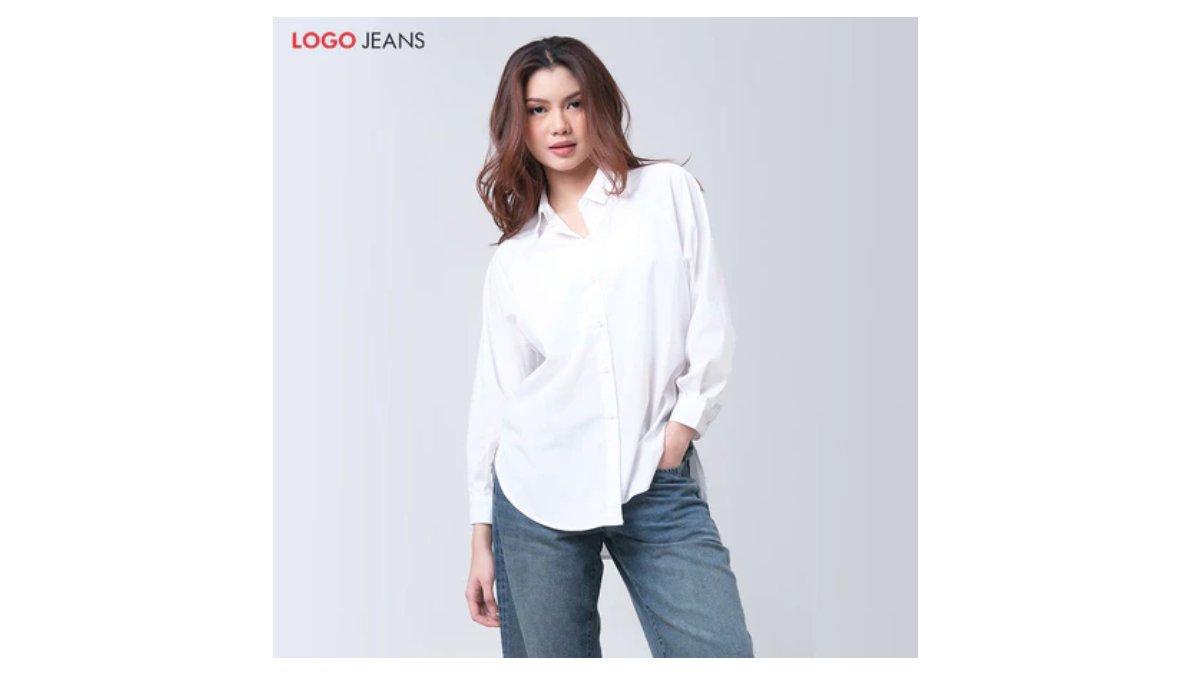 Logo Jeans Kemeja Wanita Cecilia Offwhite 24995L5OW