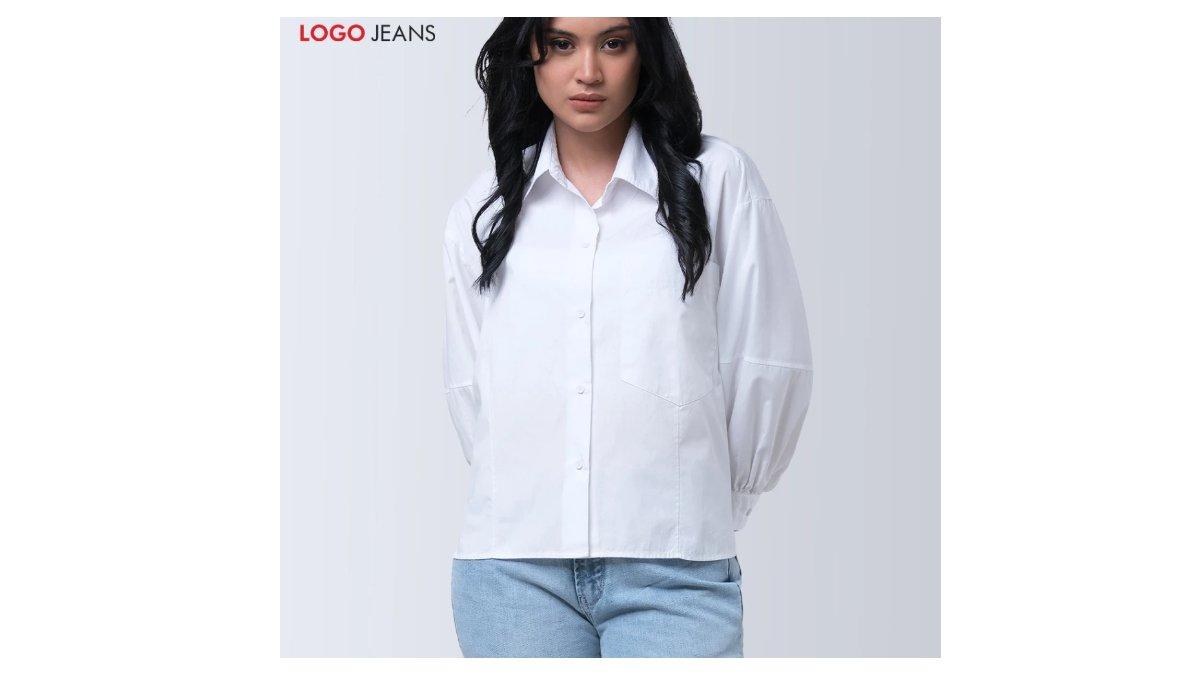 Logo Jeans Kemeja Wanita Danica White 23A30L5WT