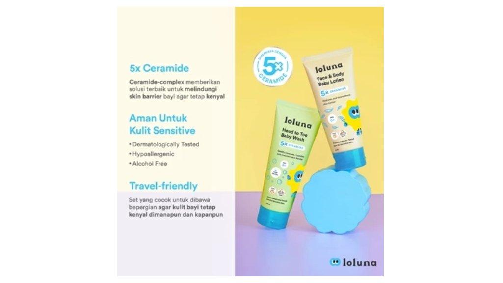 Loluna Wangi Maksimal Travel Set - Baby Bath Set untuk Perawatan Kulit dan Rambut Bayi