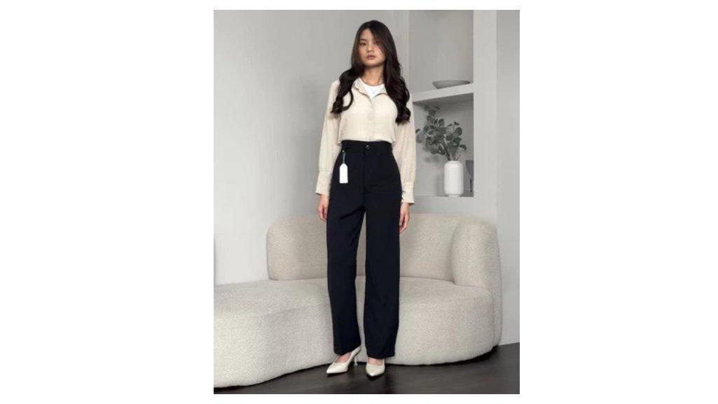 MDCalista - Loose Pants Classic Celana Wanita Terbaru Highwaist - Trouser Pants Wanita