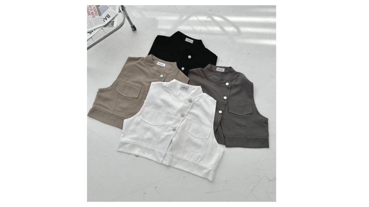 MERCI VEST - Vest Outer Rompi Wanita Atasan Crop Top