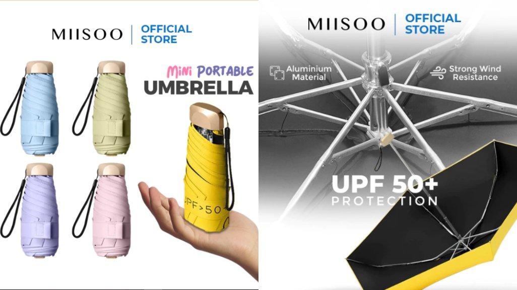 MIISOO Mini Pocket Umbrella UPF50 Payung Mini Payung saku Payung Lipat Portable Mini