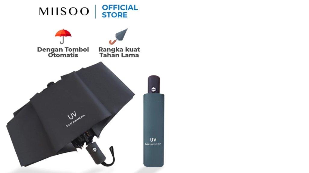 MIISOO Payung Anti Uv Korea style Anti Panas Ultraviolet Anti Hujan Payung Lipat Otomatis Anti Sinar UV Protection motif polos