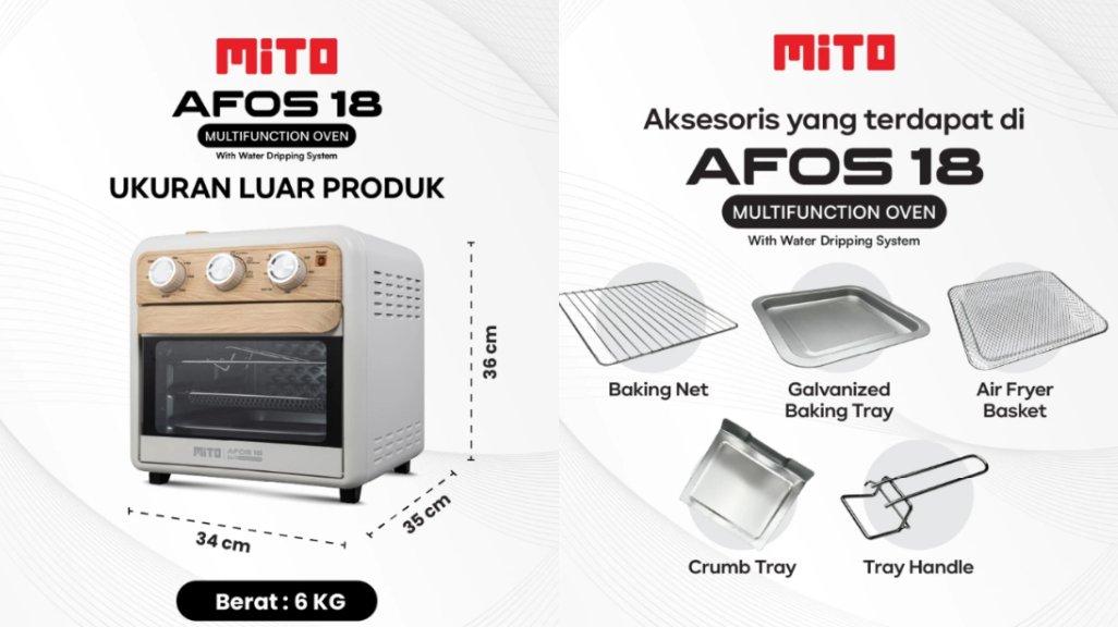 MITO AFOS18 Electric Oven Multifunction with Water Dripping System 18L.