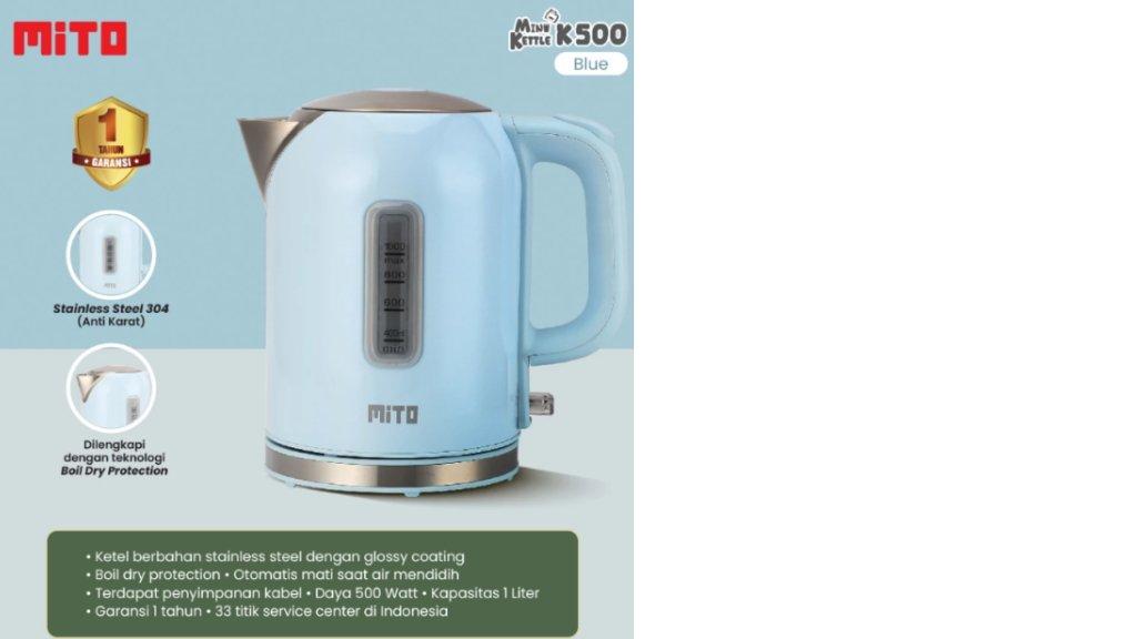 MITO Electric Kettle Mini K500 Kapasitas 1Liter | Teko Listrik Pemanas Air