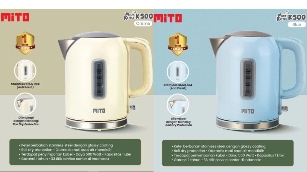 MITO Electric Kettle Mini K500 1L | Teko Listrik Pemanas Air.