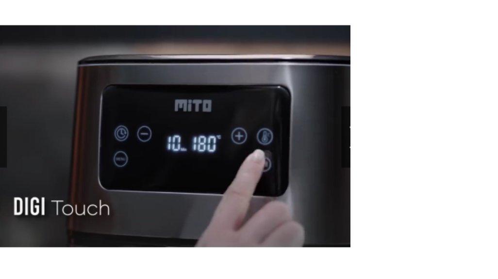 MITO Grande Air Fryer DigiFry AF10 Touch Screen Low Watt Mesin Penggoreng Tanpa Minyak 6L - Silver Black