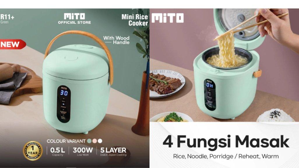 MITO Mini Rice Cooker R11 0,5L Handle Kayu - Green