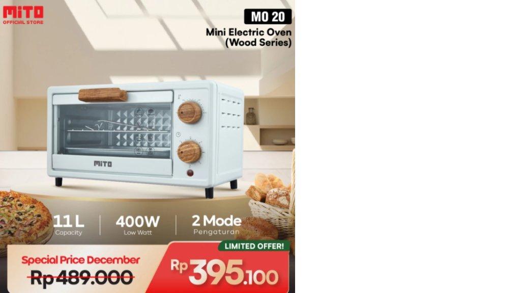 MITO Oven Listrik Mini MO20 11L Pemanggang Kue - White