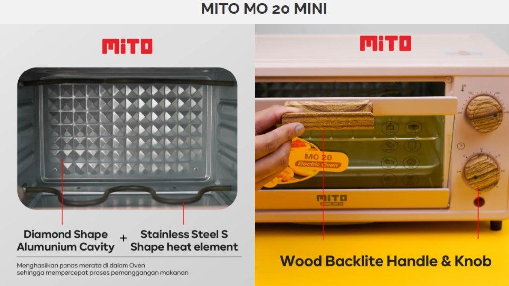 MITO Oven Listrik Mini MO20 11L Wood Pemanggang Kue.